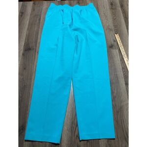 Alia Pants, Women's Size 14, Blue, Elastic Waist, Pull On, Pleated, Straight Leg